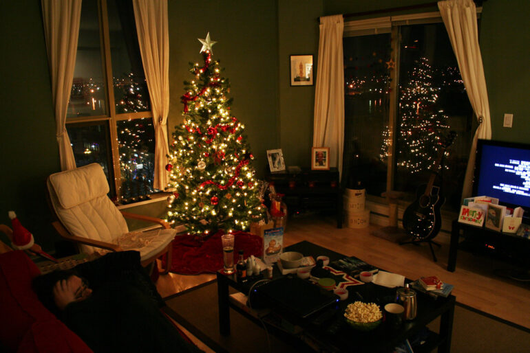 Living Room with Christmas Decor